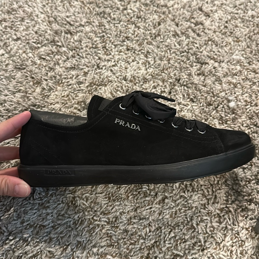 Prada limited edition Camoscio sneakers with ribbon shoelaces